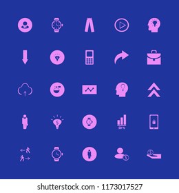 Businessman vector icons set. with man walk, up arrow, statistics and mobile security in set