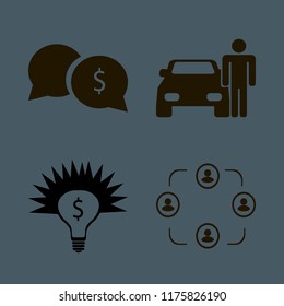 Businessman vector icons set. with money ideas, people, money speech bubbles and man with car in set