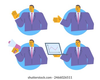Businessman vector icons set part five. Vector character