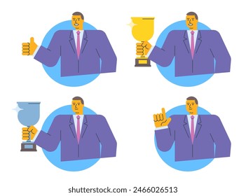 Iconos vectoriales de hombre de negocios conjunto de la parte uno. carácter de Vector