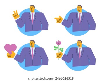 Businessman vector icons set part two. Vector character