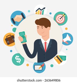 Businessman, vector illustration flat style