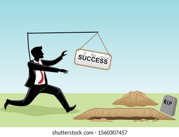 businessman vector illustration, a man pursuit of success until to the grave