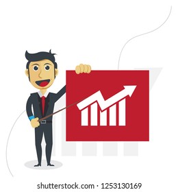 Businessman Vector Illustration with Profit Progress Concept.