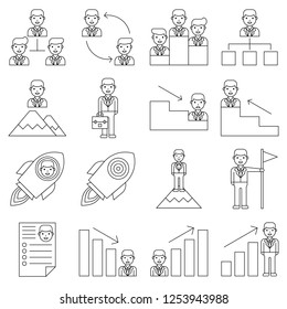 Businessman vector illustration set 2, line style icon