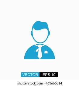 Businessman vector. Isolated blue icon on white background.