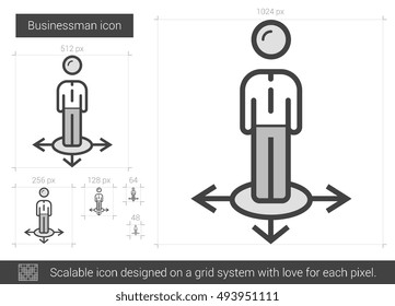 Businessman vector line icon isolated on white background. Businessman line icon for infographic, website or app. Scalable icon designed on a grid system.