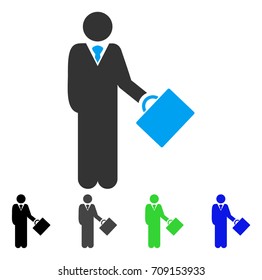 Businessman vector pictogram. Style is a flat graphic symbol in black, gray, blue, green color versions. Designed for web and mobile apps.