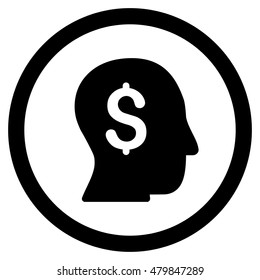Businessman vector rounded icon. Image style is a flat icon symbol inside a circle, black color, white background.