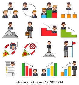 Businessman vector set 2, filled design editable outline icon