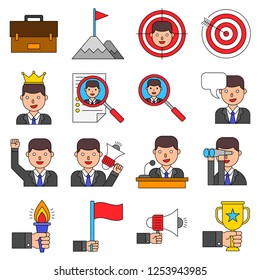 Businessman vector set 3, filled design editable outline icon