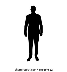 Businessman Vector Silhouette. Man In Suit Standing