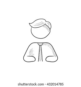 Geschäftsmann, Vektorgrafik Symbol einzeln auf Hintergrund. Handgezeichnete Visitenkarte. Geschäftsmann Sketch Symbol für Infografik, Website oder App.