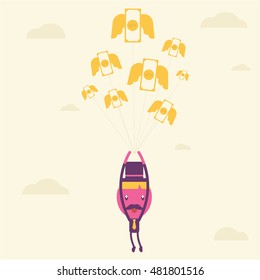 Businessman vector with wind idea creative Business concept idea
