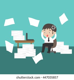 Businessman very busy on office table