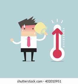 Businessman very hot because increased temperature