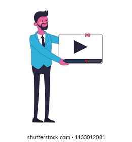 Businessman with video symbol pop colors