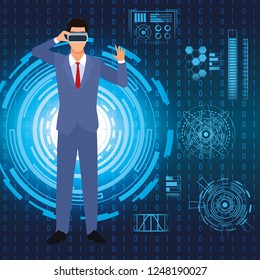 businessman with virtual glasses