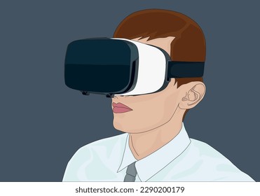 Businessman with virtual reality glasses. Business and virtual reality concept. Vector illustration design