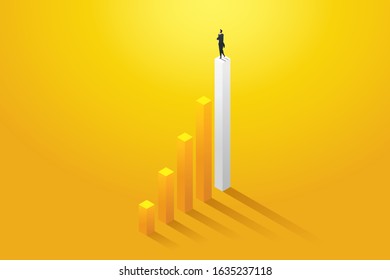 Businessman vision opportunities and achievement on chart . Business concept illustration vector