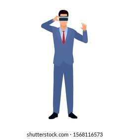 businessman with vr glasses icon over white background, vector illustration