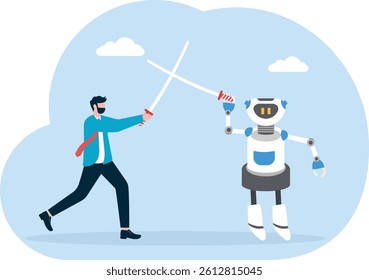 businessman vs robot artificial intelligence

