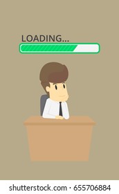 Businessman wait progress loading bar.VECTOR