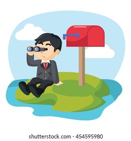 businessman waiting mail with binocular