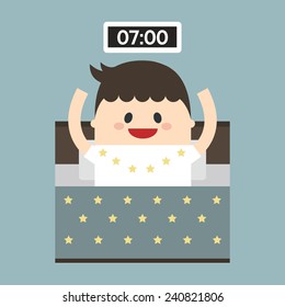 Businessman Wake Up Early, Vector, Flat Design