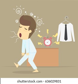 Businessman wake up early.VECTOR