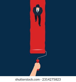 Businessman walked leisurely on the way is being painted red. Red carpet for important people vector illustration