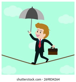 Businessman walked on high risk.