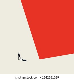 Businessman walking across empty space vector abstract background. Symbol of individualism, leadership, new opportunity, challenges. Eps10 vector illustration.