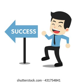 Businessman is walking to be successful. 