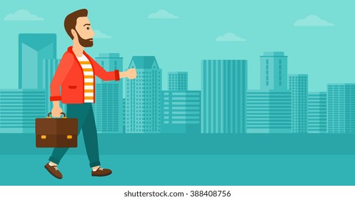 Empresario caminando con maletín. 