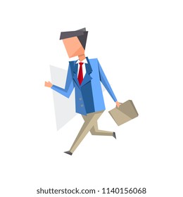 Businessman walking with briefcase cartoon vector Illustration on a white background