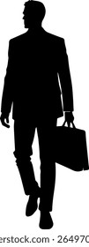 Empresário Caminhando com a Silhueta de Porta-arquivos Vetor de viagens corporativas