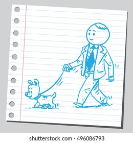 Businessman walking with dog