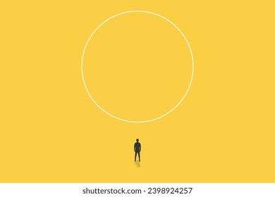 Businessman walking enter the circle. concept of business thinking, circle team, team work