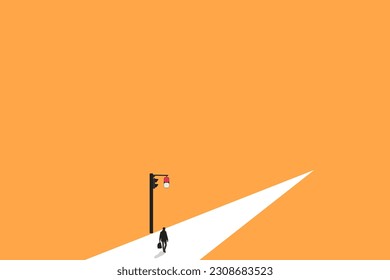 Businessman walking follow path. concept of ambition, motivation, opportunities and success