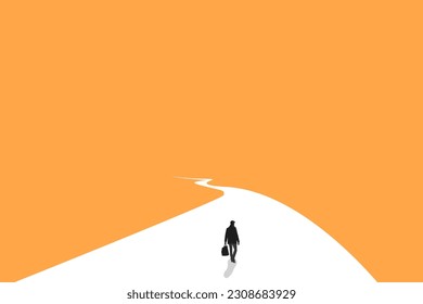 Businessman walking follow path. concept of ambition, motivation, opportunities and success