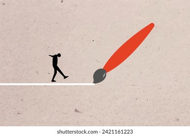Businessman walking follow the path. concept of strategy, mission, success, thinking