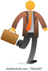 Businessman walking with his briefcase