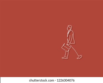 Businessman walking isolated line drawing, vector illustration design. Urban life collection.