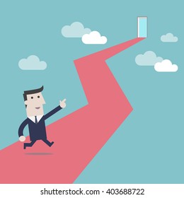 Businessman walking to the new door - Vector