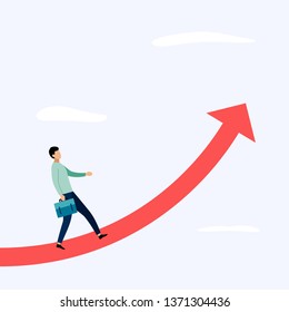 Businessman walking on the arrow. vector illustration of business concepts
