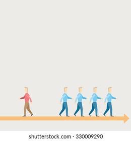 Businessman walking on the different options