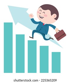 businessman walking on profit chart