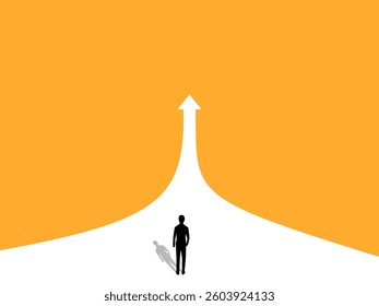 Businessman walking on the road arrow growth