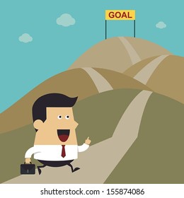 Businessman walking on the street to goal, Business idea